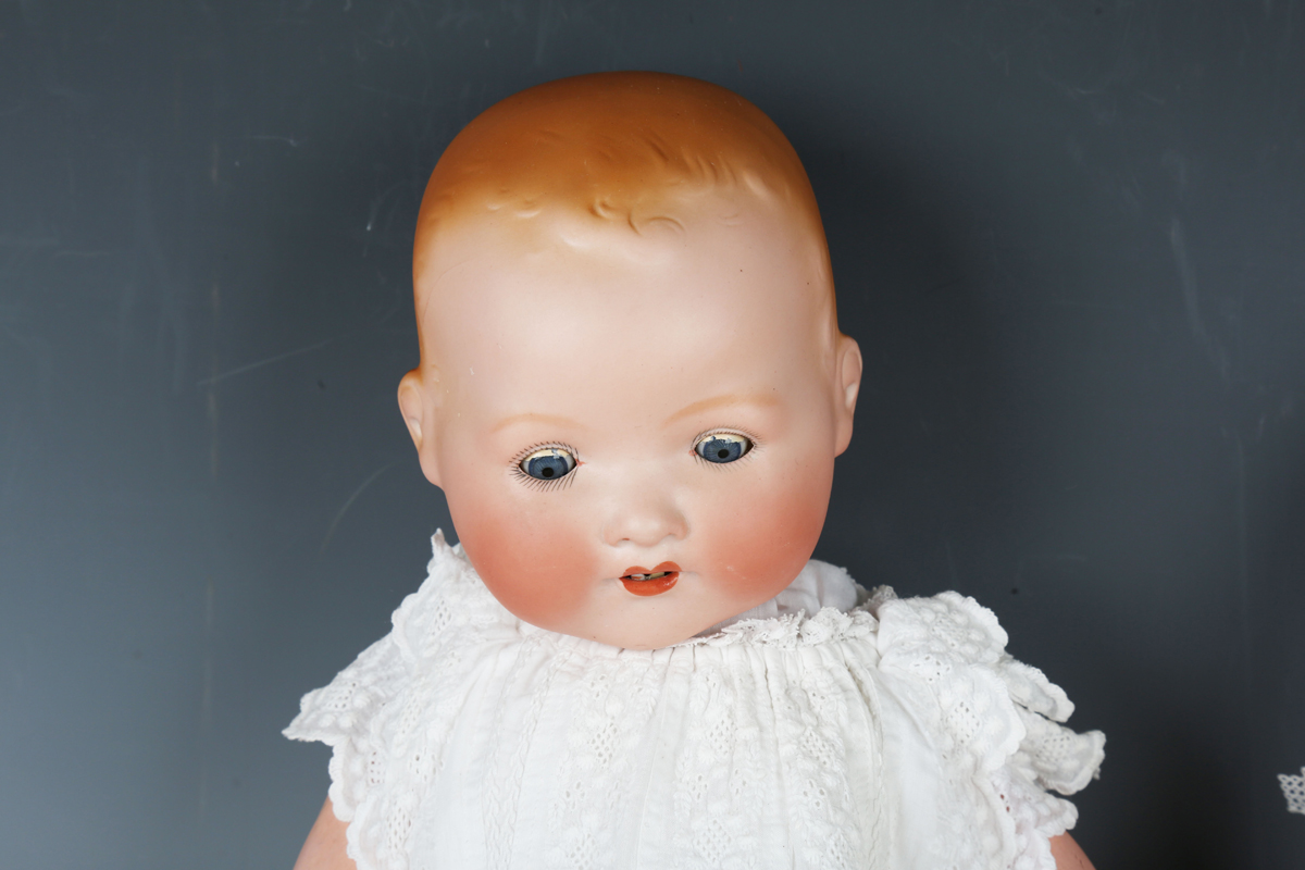 Four Armand Marseille bisque head baby dolls, each with painted moulded hair, sleeping eyes, open - Image 13 of 29