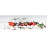 A small collection of Dinky Toys aircraft, including No. 717 Boeing 737, No. 735 Gloster Javelin and