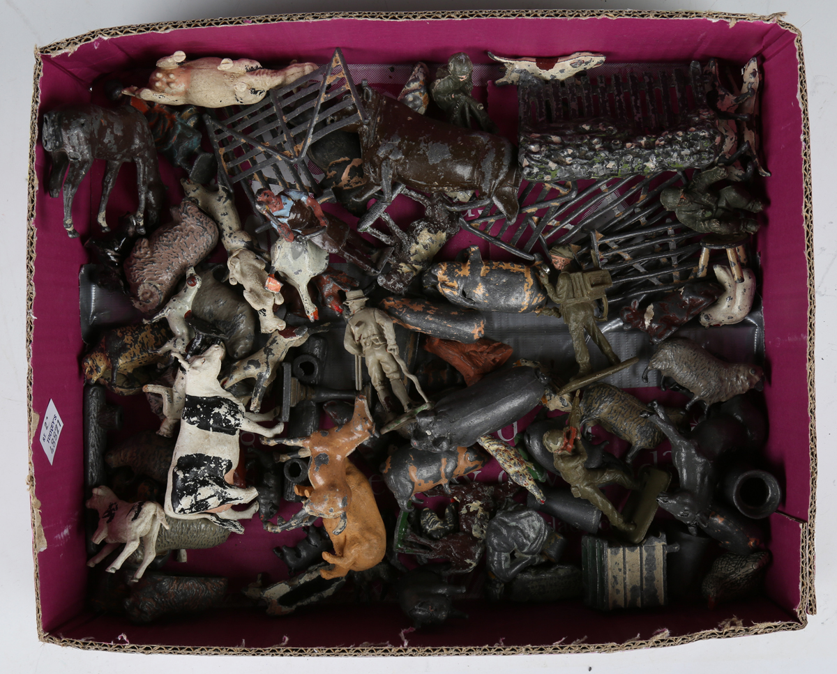 A collection of playworn Britains and other lead and plastic farm, zoo and other figures and - Image 11 of 13