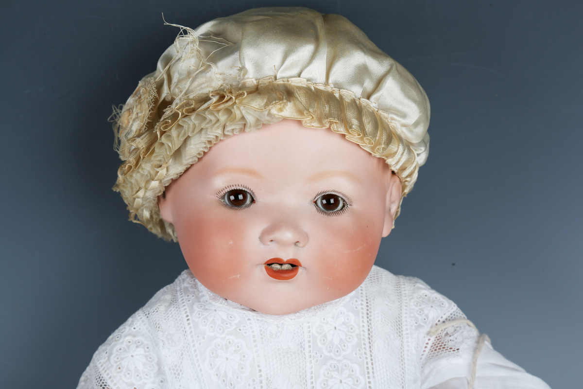 Four Armand Marseille bisque head baby dolls, each with painted moulded hair, sleeping eyes, open - Image 21 of 29