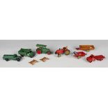 A small collection of Dinky Toys vehicles, comprising No. 25d petrol tanker, No. 25m Bedford tipper,