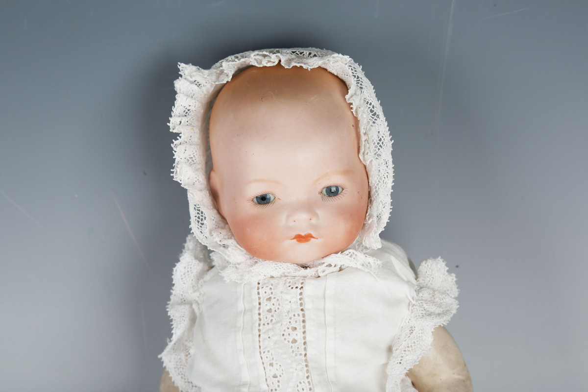 Four Armand Marseille bisque head baby dolls, each with painted moulded hair, sleeping eyes, open - Image 5 of 29