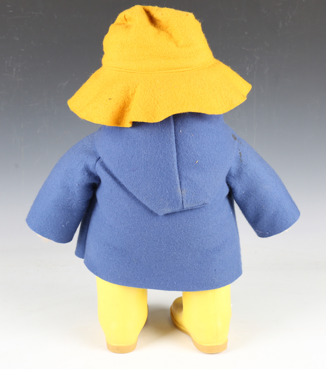 A Gabrielle Designs Ltd Paddington Bear wearing a yellow felt hat, duffle coat and yellow Dunlop - Image 4 of 9