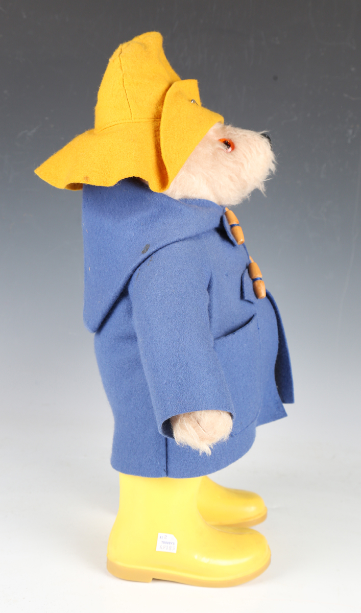 A Gabrielle Designs Ltd Paddington Bear wearing a yellow felt hat, duffle coat and yellow Dunlop - Image 6 of 9