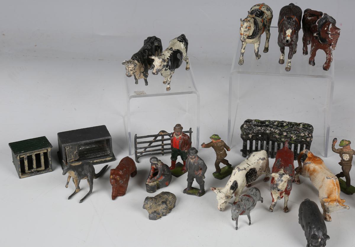 A collection of playworn Britains and other lead and plastic farm, zoo and other figures and - Image 13 of 13