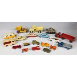 A small collection of Dinky Toys vehicles, including No. 164 Vauxhall Cresta in cream and maroon,