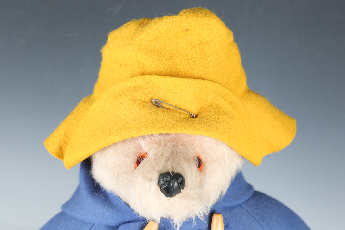 A Gabrielle Designs Ltd Paddington Bear wearing a yellow felt hat, duffle coat and yellow Dunlop - Image 9 of 9
