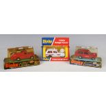 Seven Dinky Toys emergency vehicles, comprising No. 195 fire chief's car, No. 254 Police Range