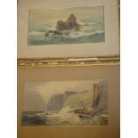 Artist unknown - watercolours Coastal scenes 8½" x 16" (a pair)