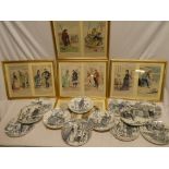 A set of twelve 19th century circular plates depicting scenes from the Seige of Paris,
