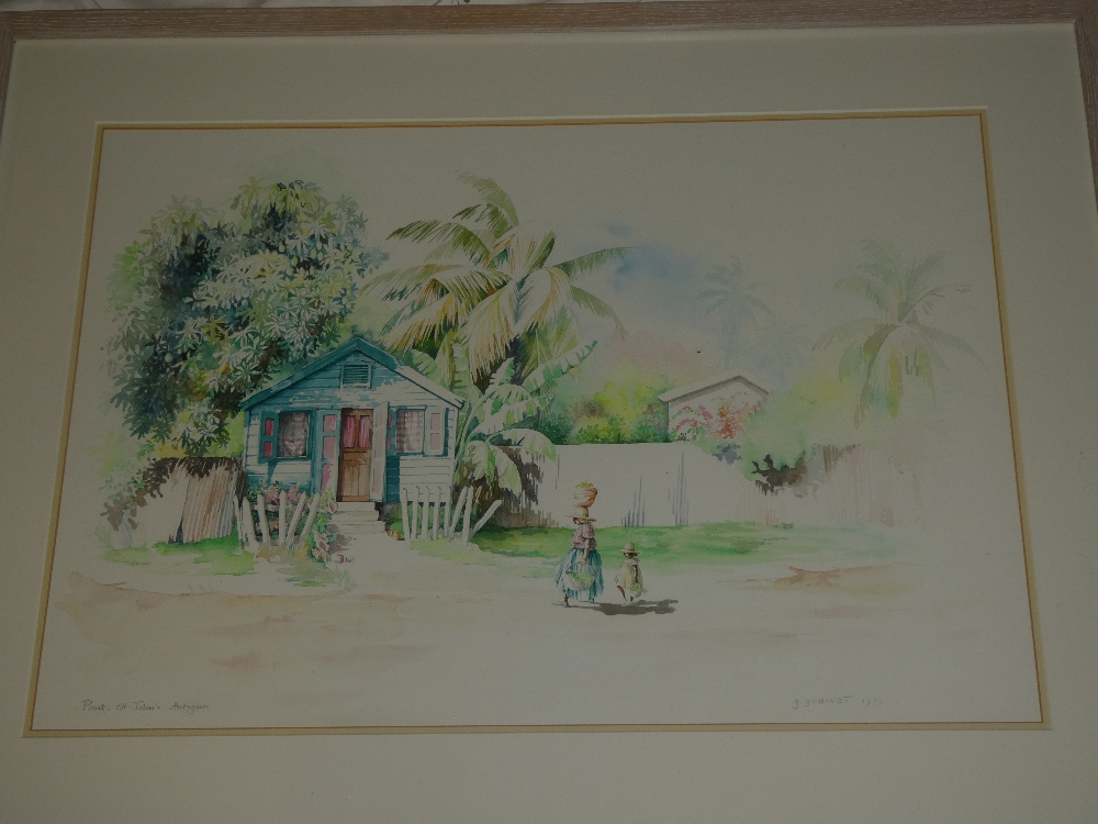 G**Gobinte - watercolour "Point St Johns, Antigua, signed and inscribed,