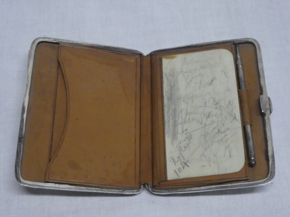 A late Victorian silver rectangular card case with leather lined interior and internal notelet, - Image 2 of 2