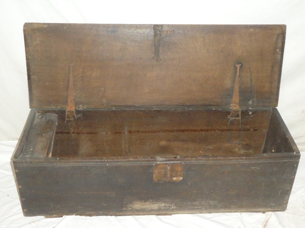 An early 19th Century oak rectangular trunk with hinged lid, - Image 2 of 2