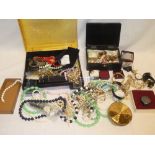 A selection of various costume jewellery including various 9ct gold and other earrings,