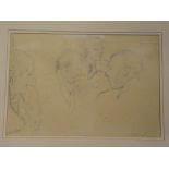 Robert Lenkiewicz - pencil sketch Study of figures in conversation,