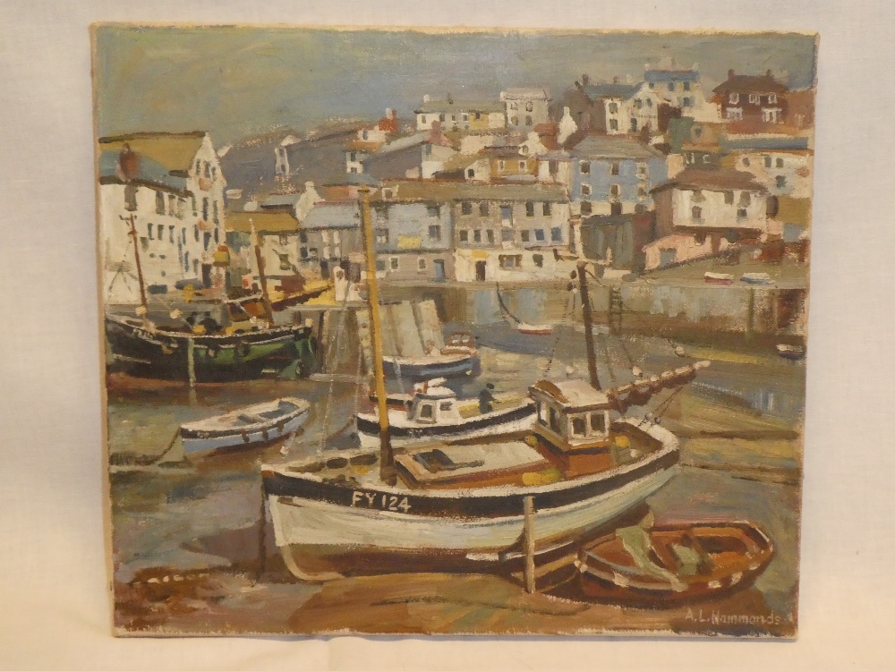 A** L** Hammonds - oil on canvas Fowey harbour scene,