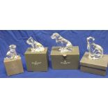 Four Waterford crystal figures of animals including seated cat 5" high and three figures of seated