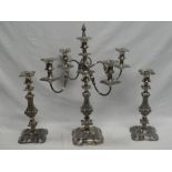 A good quality 19th century silver-plated on copper four branch candelabrum with central candle