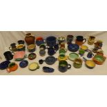 A large selection of Devon Pottery including various jugs, bowls and vases including Braunton,