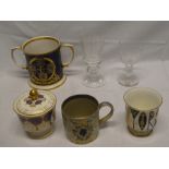 A selection of various commemorative items including Spode Limited Edition 1973 loving cup,