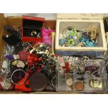 A large selection of various costume jewellery including necklaces, watches, brooches,