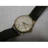 A gentleman's 9ct gold wrist watch by Roamer with leather strap