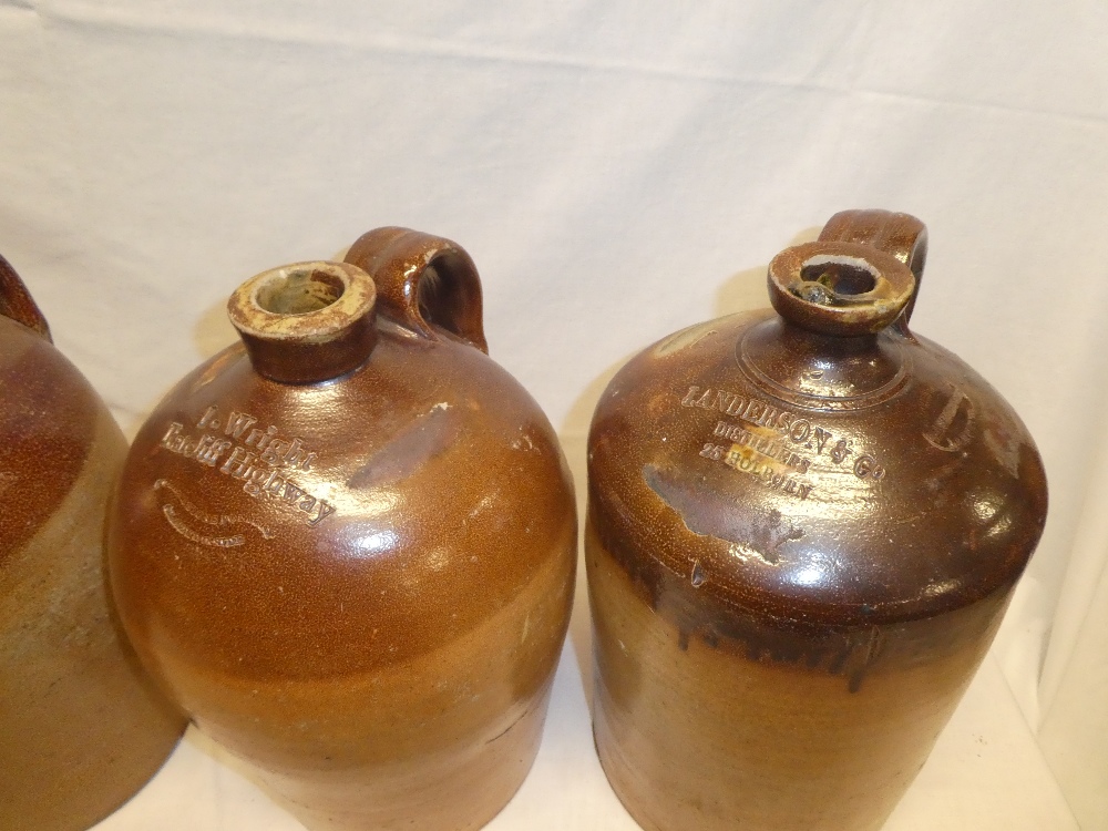 Four various 19th century two gallon stoneware flagons including Browning & Sons of Smithfield Bars, - Image 2 of 3