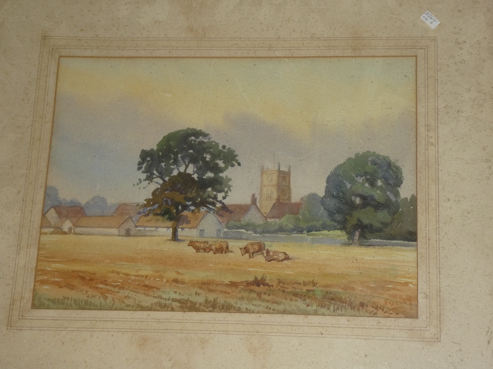 Fred Davey - watercolour "Manor Farm, Queen Charlton",