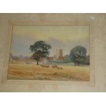 Fred Davey - watercolour "Manor Farm, Queen Charlton",