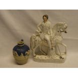 A 19th century Staffordshire Pottery figure of the Prince of Wales on horseback and a 19th century