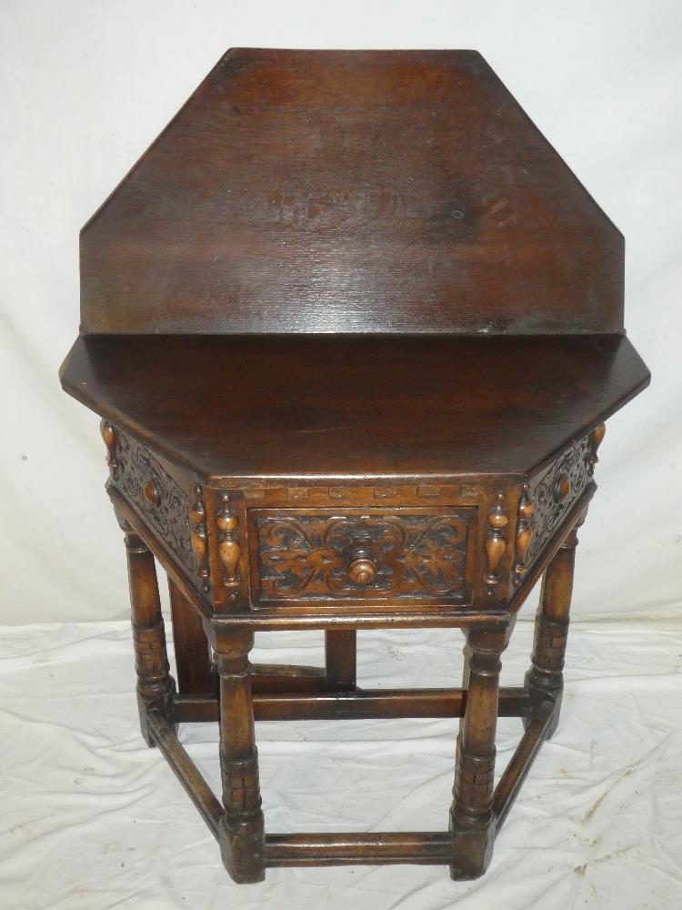 An old reproduction of a 17th Century side table with turnover-top, - Image 2 of 2