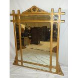 A Victorian gilt painted rectangular over-mantel mirror with floral decorated panels,