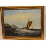 W** Reed - oil on canvas Fishing boats off the coast,