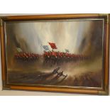 John Bampfield - oil on canvas Military battle scene with Cavalry, signed,