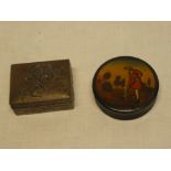 A 19th Century lacquered papier mache circular pocket box,