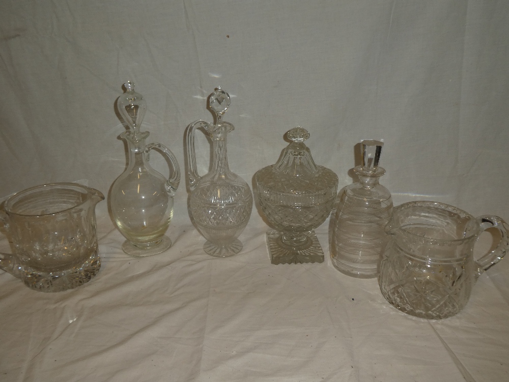 A selection of good quality cut glass including circular pedestal jar and cover,