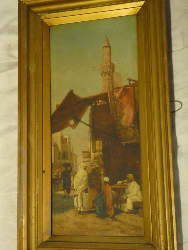 N** Newby - oil on canvas Arab market scene with figures,