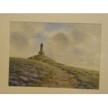 Albert E Hurst - watercolour "Heather Time at Darwell Tower", signed, labelled to verso,