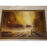 John Bampfield - oil on canvas Military battle scene with Cavalry,