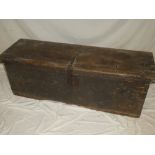 An 18th/19th century Continental pine and chestnut rectangular trunk with hinged lid 50" long