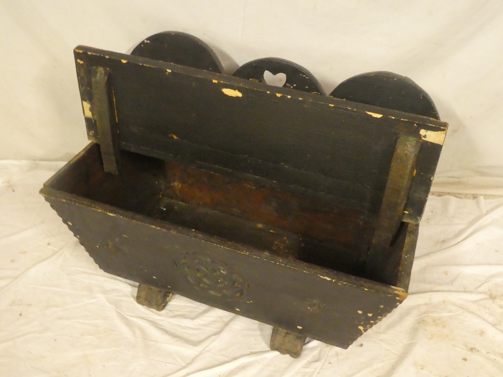 A 19th century Continental stained pine rectangular box-seat trunk with tapered sides, - Image 2 of 2