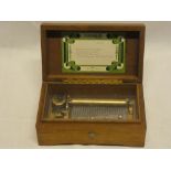 A small music box by Thorens in walnut rectangular case,