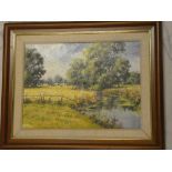 Ann Knowler - oil on canvas Country river scene, signed and dated 1990,