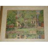 Walter Taylor - pastel "House by a River", signed,