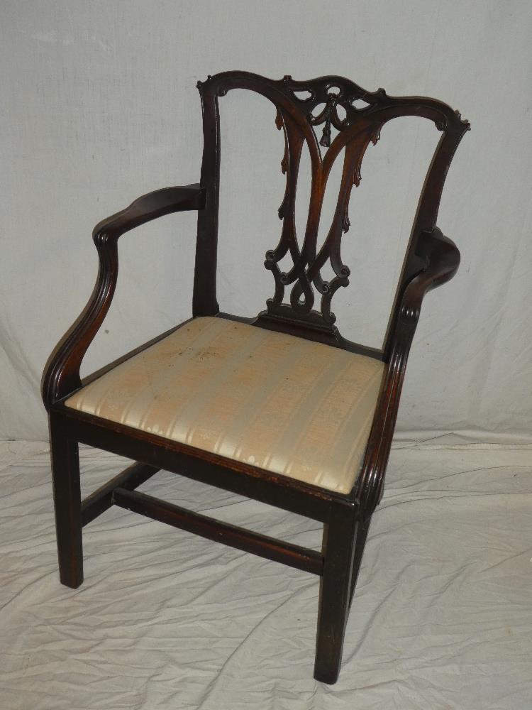 A George III mahogany Chippendale-style carver armchair with pierced vase splat back and