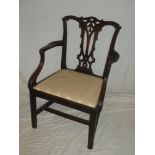 A George III mahogany Chippendale-style carver armchair with pierced vase splat back and