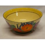 A Clarice Cliff Bizarre "Gayday" pattern circular bowl with painted floral decoration,