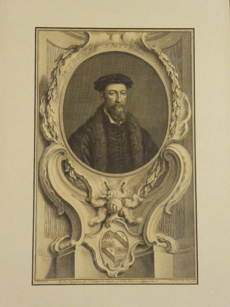 An 18th Century black and white engraving depicting a bust portrait of Sir Thomas Smyth, 1743,