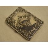 A late Victorian silver rectangular card case with leather lined interior and internal notelet,