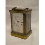 A good quality carriage clock with rectangular enamelled dial by the Goldsmiths and Silversmith